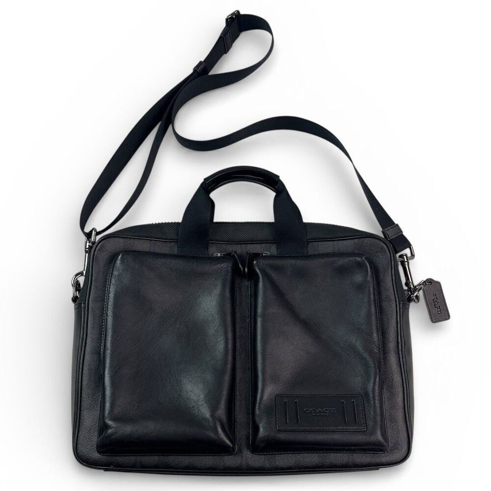 COACH Rider Briefcase Crossbody Bag Mens Signature Leather Laptop Office Travel